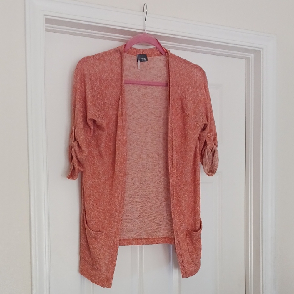 Sparkle & Fade Women's Orange Sweater Cardigan with half sleeves